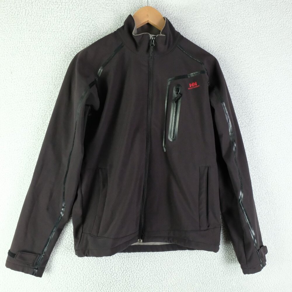 Helly Hansen Jacket Mens Small Black Softshell Windproof Fleece Lined Outdoor